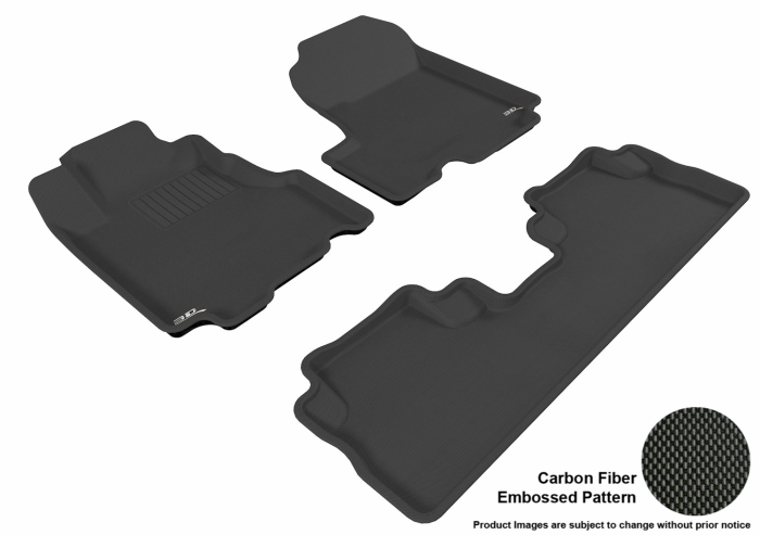 Black 3D MAXpider Front Row Custom Fit All-Weather Floor Mat for Select Honda CR-V Models Kagu Rubber 