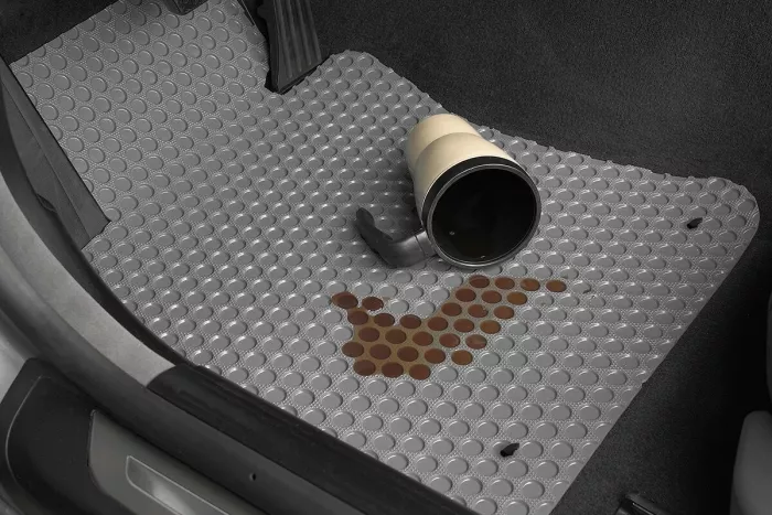 RubberTite holds spilled fluid in place for easy cleaning